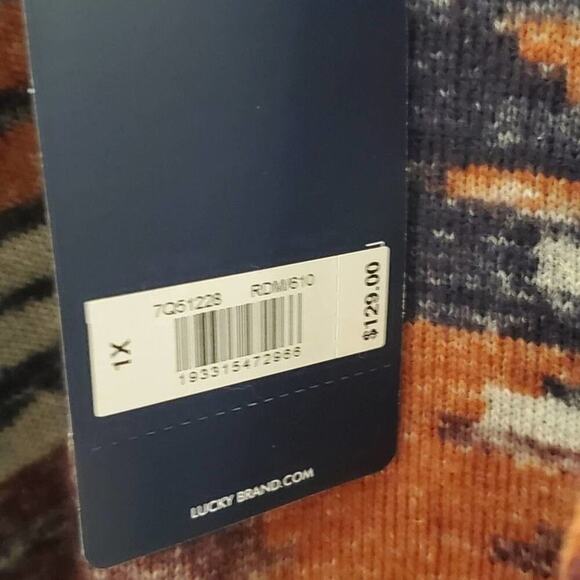 LUCKY Brand Women’s Sweater Cardigan Open Front Waterfall Aztec Cotton plus size - Picture 10 of 10